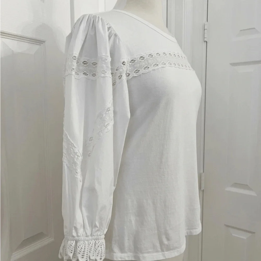 ANTHROPOLOGIE / La Vie WHITE COTTON EYELET TOP